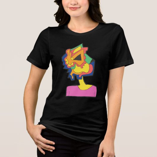 Konijnengezicht Tri-Blend Shirt (Voorkant)