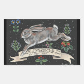 Konijnenhaas Inspirerend Sticker Zwart Bloemen (Voorkant)