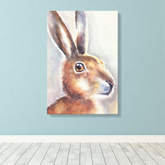 Konijnenhaas schilderkunst canvas afdruk (Insitu (Houten vloer))