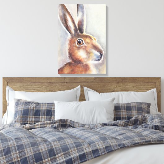 Konijnenhaas schilderkunst canvas afdruk (Insitu (Slaapkamer))