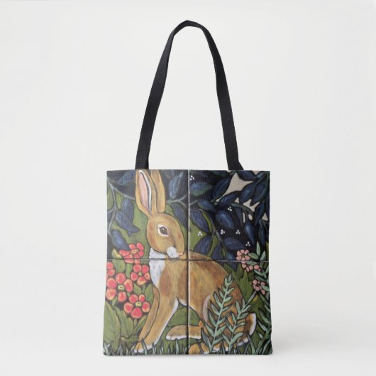 Konijnenhaas Tapestry Antiek Konijntje Tegel Desig Tote Bag (Voorkant)
