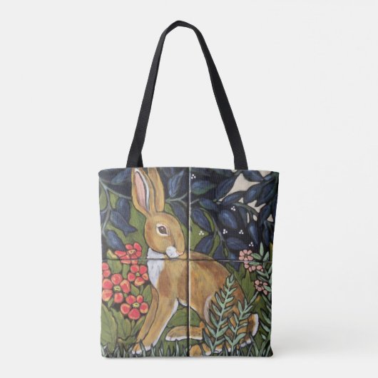 Konijnenhaas Tapestry Antiek Konijntje Tegel Desig Tote Bag (Achterkant)