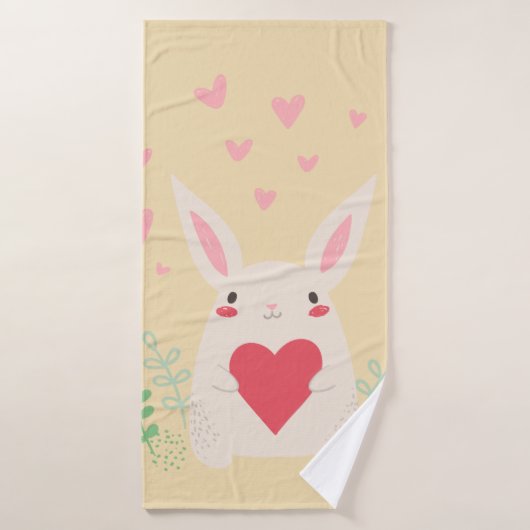 Konijnenhart schattige valentijn badhanddoek (Badhanddoek)