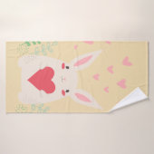Konijnenhart schattige valentijn badhanddoek (Badhanddoek)