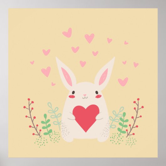 Konijnenhart schattige valentijn poster (Voorkant)