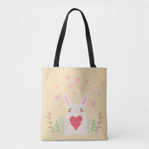 Konijnenhart schattige valentijn tote bag