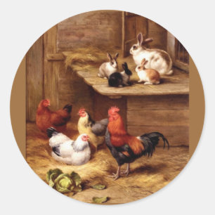Konijnenhengstenhoenders Ronde Sticker