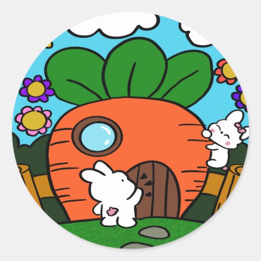 konijnenhok ronde sticker (Voorkant)