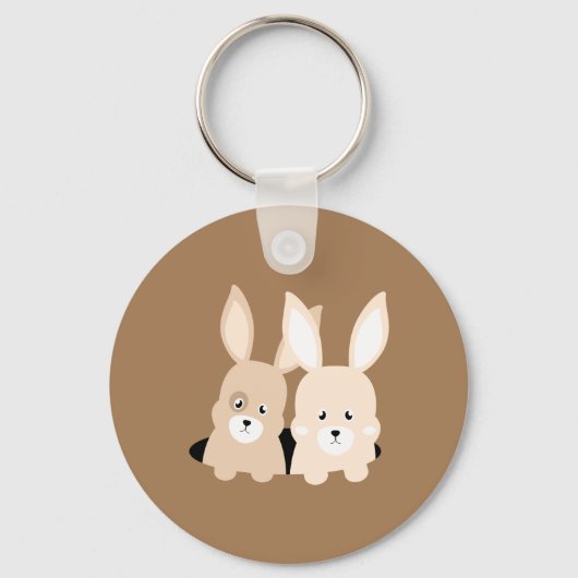 Konijnenhol clipart illustratie sleutelhanger (Voorkant)
