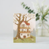 Konijnenhol op een boom briefkaart (Staand voorkant)