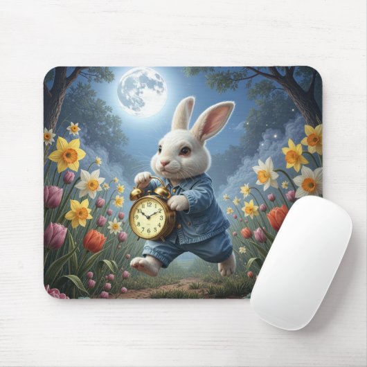 Konijnenhoppen met een wekker muismat (Met muis)