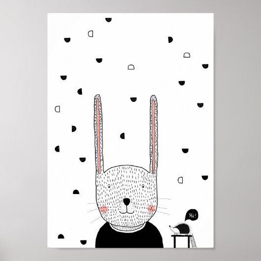 Konijnenillustratie, modern kinderkamer muurkunst poster (Voorkant)
