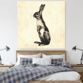  konijnenillustratie Oude Fashioned Bunny Canvas Afdruk (Insitu (Slaapkamer))