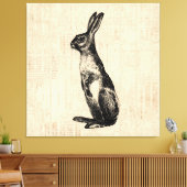  konijnenillustratie Oude Fashioned Bunny Canvas Afdruk (Insitu (Woonkamer))
