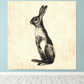  konijnenillustratie Oude Fashioned Bunny Canvas Afdruk (Insitu (Houten vloer))