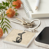  konijnenillustratie Oude Fashioned Bunny Sleutelhanger (Voorkant Rechts)