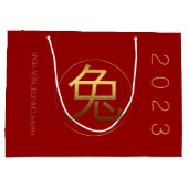 Konijnenjaar 2023 Goud reliëf Symbool L Gift B Groot Cadeauzakje (Achterkant)