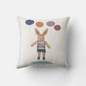 Konijnenjongen opgetild door ballonnen kinderkamer kussen (Achterkant)