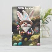 Konijnenkabouter met mand Easter Egg Hunt Kaart (Staand voorkant)