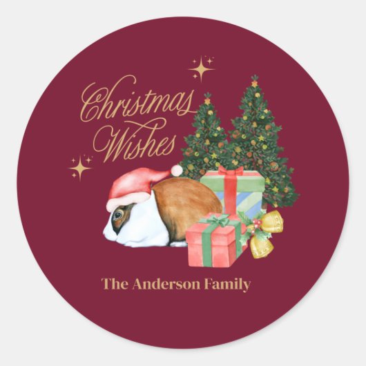 Konijnenkerstman met kerstboom ronde sticker (Voorkant)