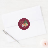 Konijnenkerstman met kerstboom ronde sticker (Envelop)