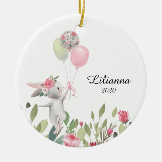 Konijnenkerstversiering, Bunny Keramisch Ornament (Voorkant)