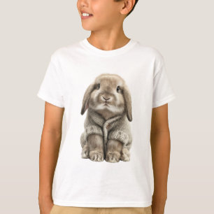 Konijnenkind met dichtgeknoopte trui t-shirt