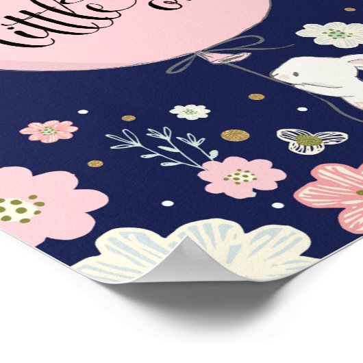 Konijnenkinderkamer decor Konijn droom groot Navy  Poster (Hoek)