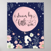 Konijnenkinderkamer decor Konijn droom groot Navy Poster (Voorkant)