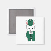 Konijnenklarinet Marching Band Groen Wit Magneet (Voorkant / Achterkant)