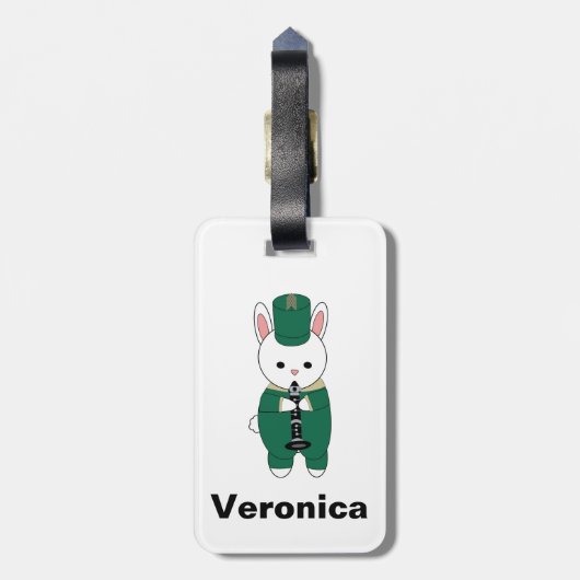 Konijnenklarinet Marching Band Personaliseer Groen Bagagelabel (Achterkant verticaal)