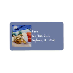 Konijnenknoppen in de Mitten Waterverf Art van San Etiket