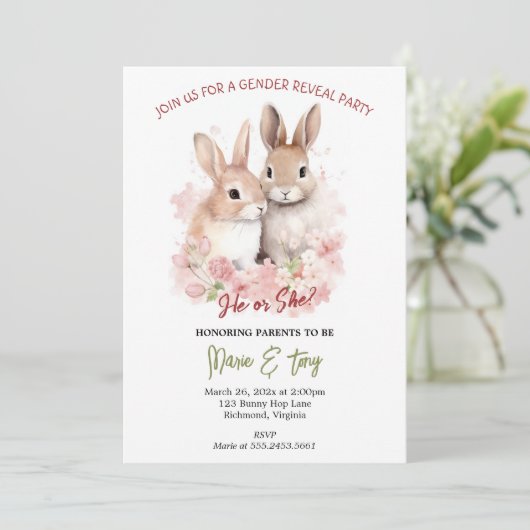 Konijnenkonijn Geslacht onthullen Uitnodiging (Staand voorkant)
