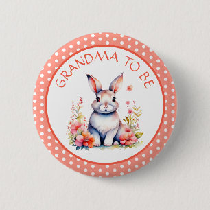Konijnenkonijn in Bloemen Oma om Baby shower te zi Ronde Button 5,7 Cm