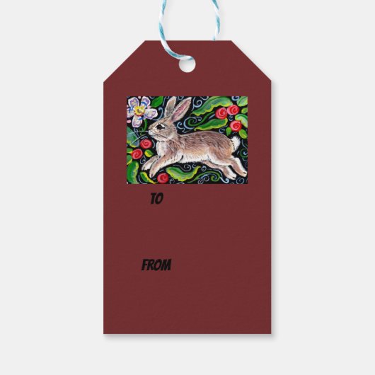 Konijnenkonijn Kerstbessen Bloemen Tole Bright Cadeaulabel (Achterkant)