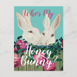 Konijnenkonijn Paaspastel Bloemen Romance Schattig Feestdagenkaart