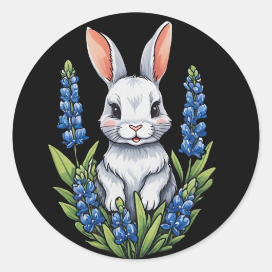 Konijnenkonijn Pasen Texas Bluebonnet Ronde Sticker (Voorkant)