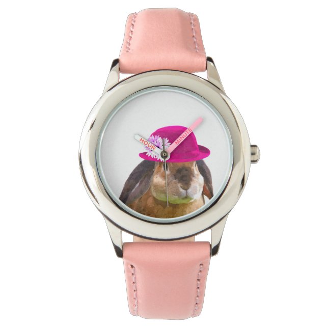 Konijnenkonijn schattig grappig dierenmeisje kinde horloge (Voorkant)