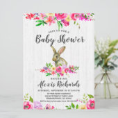 Konijnenkonijn Waterverf Bloemen Baby shower Invit Kaart (Staand voorkant)