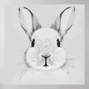 Konijnenkonijn Wilde Natuur Dierenillustratiekunst Poster