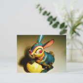 konijnenkonijnen speelgoed en ester geel ei feestdagenkaart (Staand voorkant)