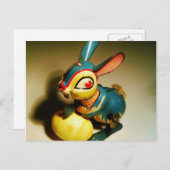 konijnenkonijnen speelgoed en ester geel ei feestdagenkaart (Voorkant / Achterkant)