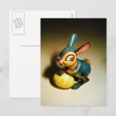 konijnenkonijnen speelgoed en ester geel ei feestdagenkaart (Voorkant / Achterkant)