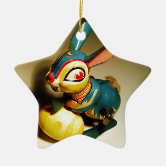 konijnenkonijnen speelgoed en ester geel ei keramisch ornament (Voorkant)