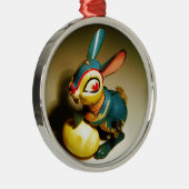 konijnenkonijnen speelgoed en ester geel ei metalen ornament (Rechts)