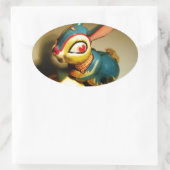 konijnenkonijnen speelgoed en ester geel ei ovale sticker (Tas)