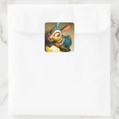 konijnenkonijnen speelgoed en ester geel ei vierkante sticker (Tas)