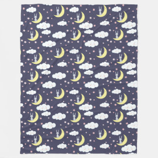 Konijnenkooien met wolkenroze sterren fleece deken