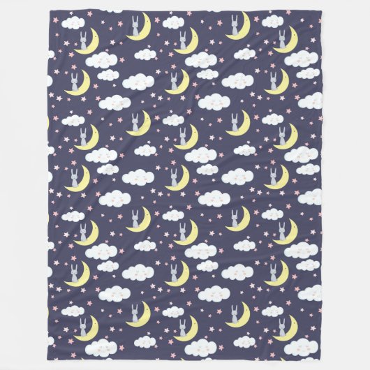 Konijnenkooien met wolkenroze sterren fleece deken (Voorkant)