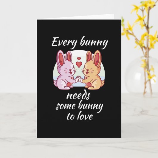 Konijnenkoppel Liefdeshart Paasliefhebbers Kaart (Gele Bloem)
